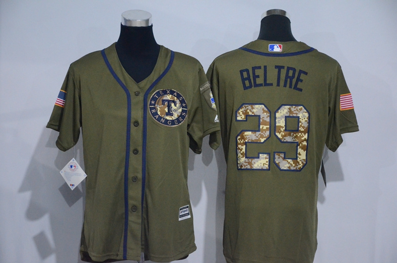 Womens 2017 MLB Texas Rangers #29 Beltre Green Salute to Service Stitched Baseball Jersey->women mlb jersey->Women Jersey